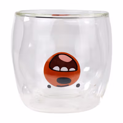ASLESY Gelas Kaca Aesthetic Tahan Panas Double Wall Bear Glass 250ml - C8785 - Transparent — gambar 3