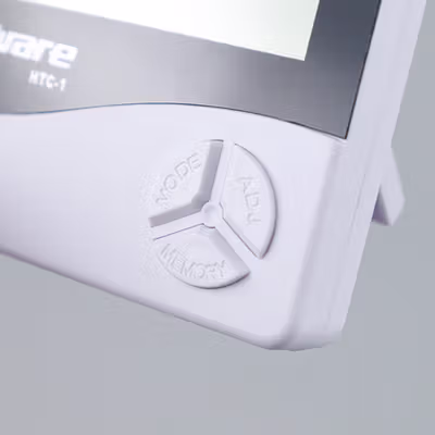 Taffware Termometer Suhu Ruangan Humidity Hygrometer Clock Calendar - HTC-1 - White — gambar 3