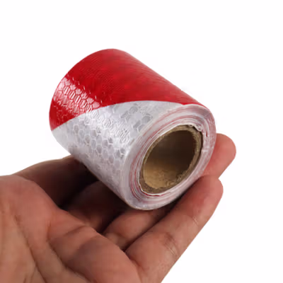 TaffPACK Car Reflective Sticker Warning Strip Tape Two Color 5x300cm - Painting Red — gambar 3