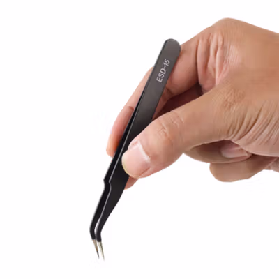 Eagle Beak Pinset Siku Stainless Laboratorium Tweezers Anti-static - ESD-15 - Black — gambar 3