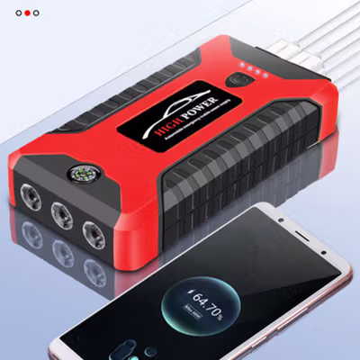 WINHOI Car Jump Starter Power Bank 4 Port USB 12V10000mAh - JX27 - Black/Red — gambar 3
