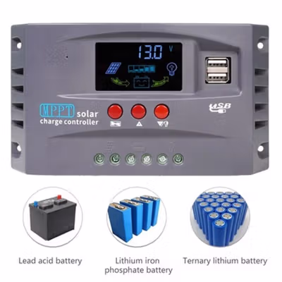 SolaBright Solar Charge Controller MPPT 2 USB Automatic 12V/24V 30A - HXC3 - Gray — gambar 3