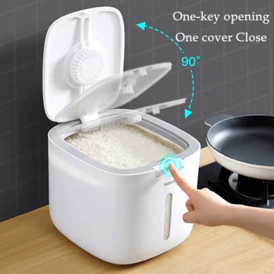 Ecoco Wadah Penyimpanan Beras Moisture Proof Rice Container 10kg - E2005 - Gray — gambar 3