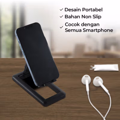 Cmaos Lazy Smartphone Holder Tablet Foldable Mobile Phone Stand - PPH229 - Black — gambar 3