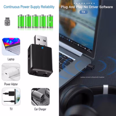 GOOJODOQ USB Dongle Bluetooth 5.0 Transmitter Receiver - ZF-169 Plus - Black — gambar 3