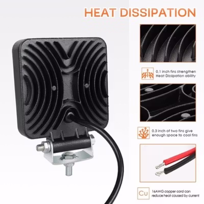 AILEO Lampu Sorot Offroad Floodlight Waterproof Cool White 42 LED 126W - C126 - Black — gambar 3