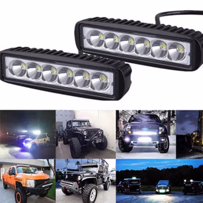 GLOBAL Lampu Sorot Mobil PMMA LED Floodlight Cool White IP67 18W 24V - GB-L-183 - Black — gambar 3