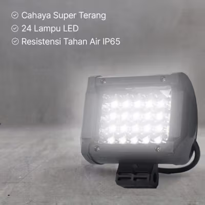 TaffLED Foglamp Lampu Mobil Truck IP65 24 LED Cool White 72W - JT072 - Black — gambar 3