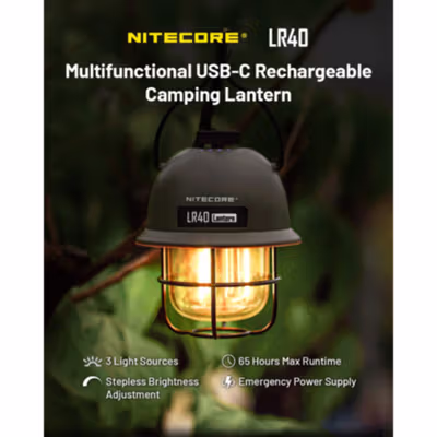 NITECORE Lampu Camping Tenda Gantung 3in1 Color 100 Lumens 4000 mAh - LR40 - White — gambar 3