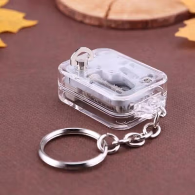 VKTECH Gantungan Kunci Kotak Musik DIY Mechanical Music Box Keychain - MBB18 - Silver — gambar 3