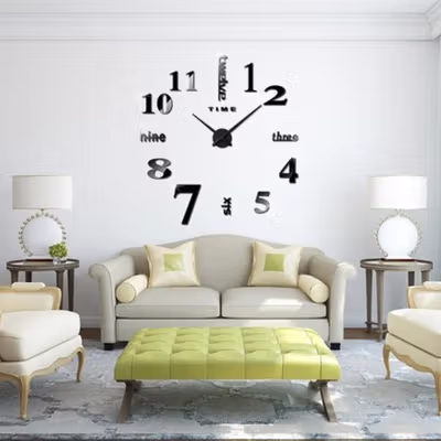 TaffHOME Jam Dinding Besar DIY Giant Wall Clock Quartz 120 cm - MR-101 - Black — gambar 3