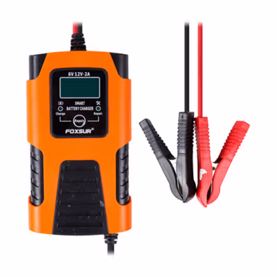 FOXSUR Charger Aki Mobil Motor Intelligent Battery Charger 6V/12V 2A - FBC061202D - Orange — gambar 3