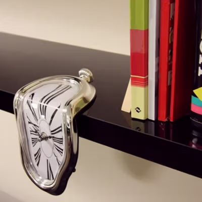 YDJKET Jam Dinding Model Leleh Quartz Melted Clock Salvador Dali Style - YD18 - Silver — gambar 3