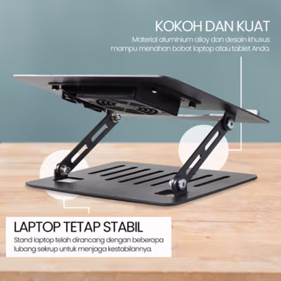 LIEVE Stand Laptop Bracket Tablet Holder Aluminium Kipas Pendingin - YL-902 - Dark Gray — gambar 3