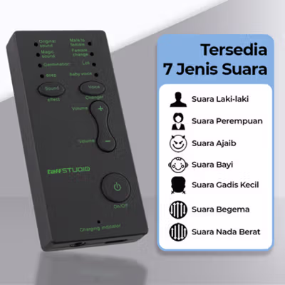TaffSTUDIO Alat Pengubah Suara Voice Changer Mini Portable - AE19 - Black — gambar 3