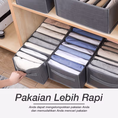 NUHAO Kotak Sekat Pakaian Storage Drawer Divider Box 9 Grid - N9 - Gray — gambar 3
