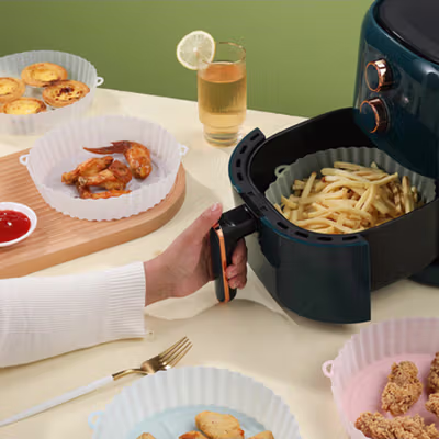 LINSBAYWU Alas Air Fryer Baking Tray Silicone Pan - M02 - White — gambar 3