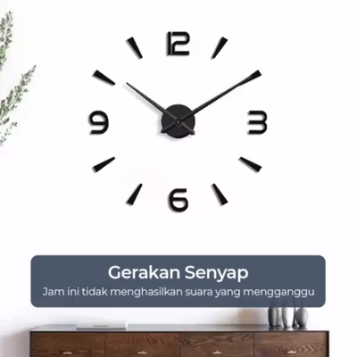 TaffHOME Jam Dinding Bulat DIY Quartz Giant Wall Clock 90-100cm - DIY-104 - Black — gambar 3