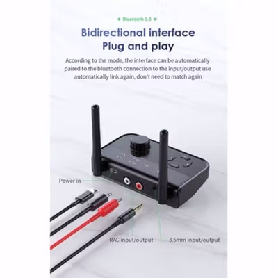 TaffSTUDIO Bluetooth Adaptor Audio Receiver Transmitter Wireless 10M - B39 - Black — gambar 3