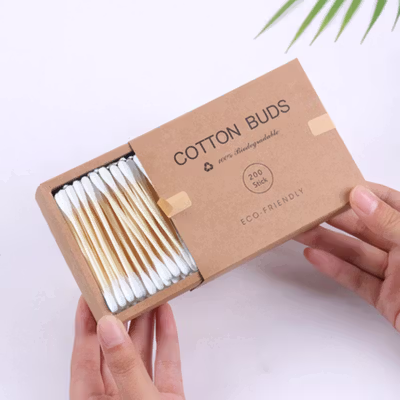 Biode Cotton Buds Bambu Pembersih Telinga Korek Kuping 200 PCS - BD277 - White — gambar 3