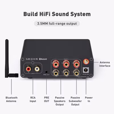 Fosi Audio Amplifier Bluetooth 5.0 HiFi 2.1 Channel 165x2+350W TPA3255 - BT30D PRO - Black — gambar 3