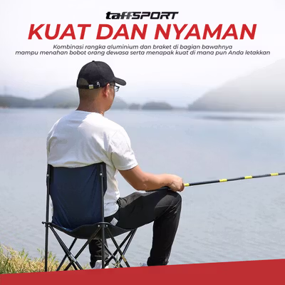 TaffSPORT Kursi Lipat Mancing Camping Foldable Chair with Pocket M - OL3336 - Blue — gambar 3
