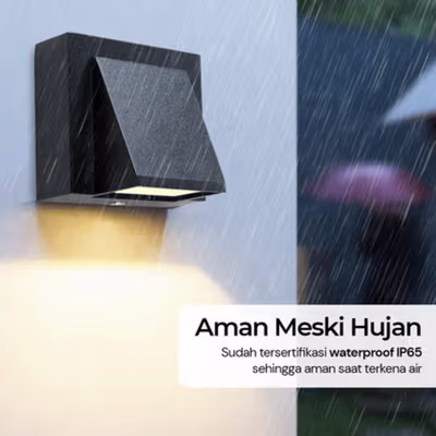 TaffLED Lampu Dinding Outdoor Aluminium Waterproof LED 3W Warm White - WD079 - Black — gambar 3