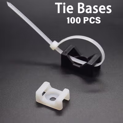YUEQING Dudukan Kabel Ties Tie Mount Cord Organizer M6 100 PCS - HC-2 - Black — gambar 3