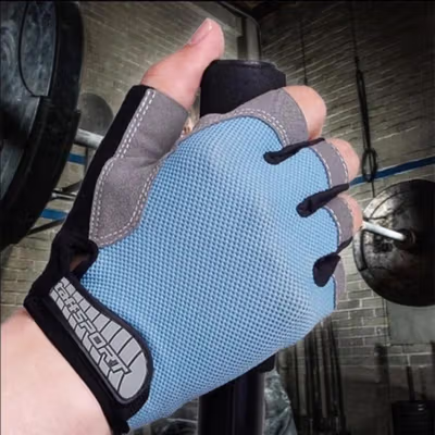 TaffSPORT Sarung Tangan Half Finger Sepeda Gym M - TSTS - Blue — gambar 3
