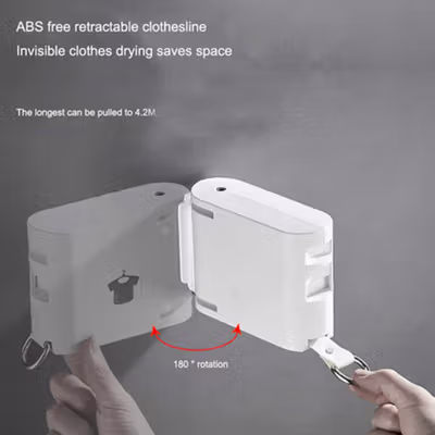 CLOTHESLINE Jemuran Baju Praktis Indoor Model Tali Retractable - ZB20 - White — gambar 3