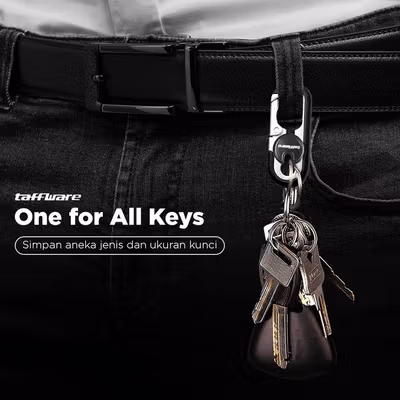 Taffware Gantungan Kunci Carabiner Keychain Clip Stainless Steel - A3746 - Black — gambar 3