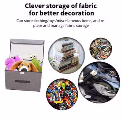 DIMJ Kotak Penyimpanan Pakaian Box Organizer with Flip-Top Lid Small - G601 - Gray — gambar 3
