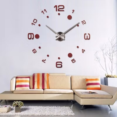 TaffHOME Jam Dinding Besar DIY Giant Wall Clock Arcylic 100 cm - JM-14 - Black — gambar 3
