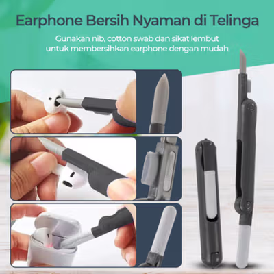 TaffHOME Sikat Pembersih Keyboard Folding 7in1 with Key Puller - Q6E - Dark Gray — gambar 3