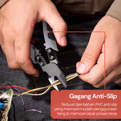 Delixi Tang Pemotong Kabel Multifunctional Diagonal Pliers 7 Inch - 2108 - Gray — gambar 3
