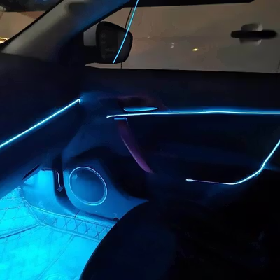 STAVOLAN Lampu Hias Neon Car Interior Ambient EL Light USB 5V 3M - STU-33 - Blue — gambar 3