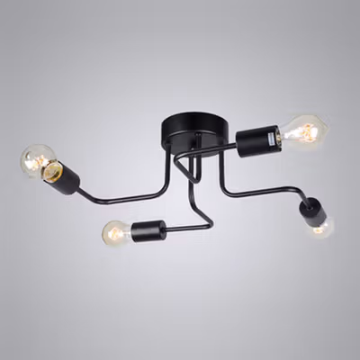 Butelive Fitting Lampu Plafon LED Minimalis Retro Nordic E27 Cabang 4 - BT260 - Black — gambar 3
