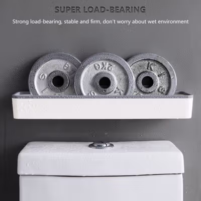 CANRY Rak Dinding Kamar Mandi Organizer Rack Stable and Firm 41.5cm - SQ-5305 - Gray/White — gambar 3