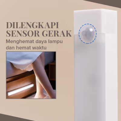 CNP Lampu Tempel Lemari Mini Sensor PIR Cabinet Light Cool White USB - CN-100 - Silver — gambar 3