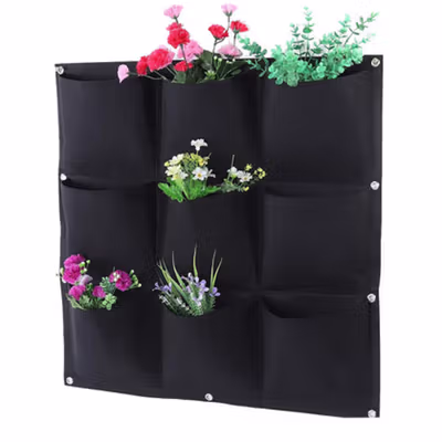 Pot Gantung Bunga Hias Tanaman Dekorasi Dinding Vertical Garden 9 Slot - HY001-GR-5 - Black — gambar 3