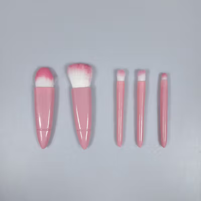 FLD Set Brush Make Up Travel Eyeshadow Blush On Powder 5 PCS - X028 - Pink — gambar 3