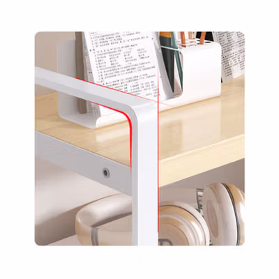 AOLIVIYA Rak Buku Minimalis DIY Table Bookshelf Organizer Double Layer - AO30 - Black — gambar 3