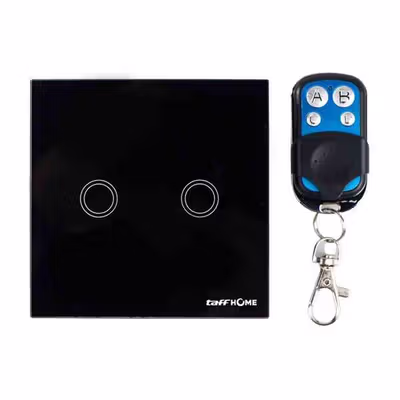 TaffHOME Saklar Lampu Luxury Touch LED with Remote 2 Gang - XJG-DH001 - Black — gambar 3