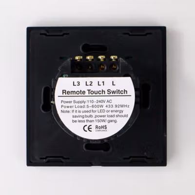TaffHOME Saklar Lampu Luxury Touch LED with Remote 3 Gang - XJG-DH001 - Black — gambar 3