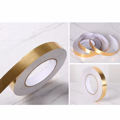 SOLEDI Lakban Sticker Dekorasi Ruangan Floor Strip 50M 5mm - CX910 - Golden — gambar 3