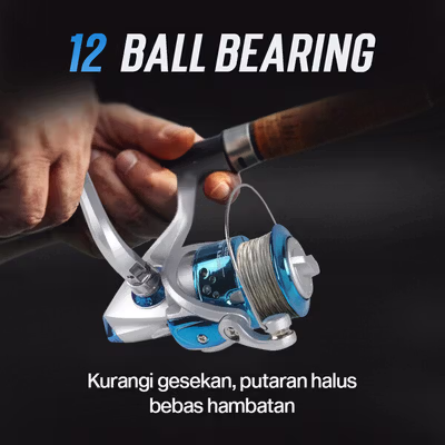 YUMOSHI Reel Pancing Spinning Fishing Reel 5.5:1 SA Series SA1000 - Silver Blue — gambar 3