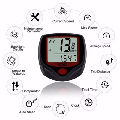SunDING Speedometer Sepeda Digital Odometer 15 Function LCD Display - SD-548B - Black — gambar 3