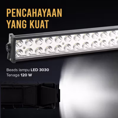 Auxtings Lampu Sorot Tembak Mobil Floodlight Offroad Cool White 120W - A1260 - Black — gambar 3