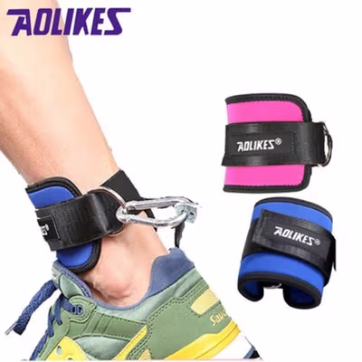 AOLIKES Fitness Gym Adjustable D-Ring Pull Ankle Strap Support 1 PCS Right - A-7129 - Black — gambar 3