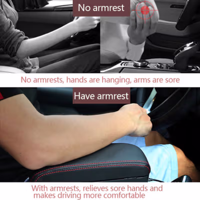 DE RAN FU Armrest Sandaran Tangan Rak Organizer Mobil - 6911 - Black — gambar 3